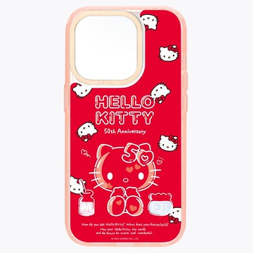 HelloKitty 50週年－泡泡滿版 透粉框 iPhone 14 13