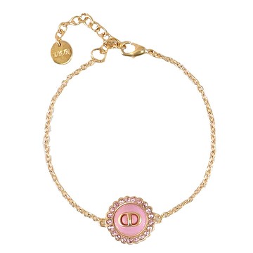 Christian Dior Petit CD Baroque 復古花邊水鑽環繞手鍊.金/粉紫