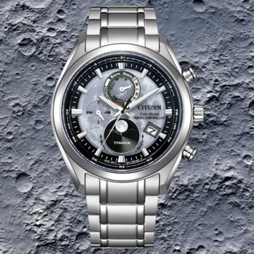 CITIZEN星辰 Gents系列 BY1010-81H Gents 代言人廣告款月相盈虧鈦金屬萬年曆時尚腕錶 銀面 43mm