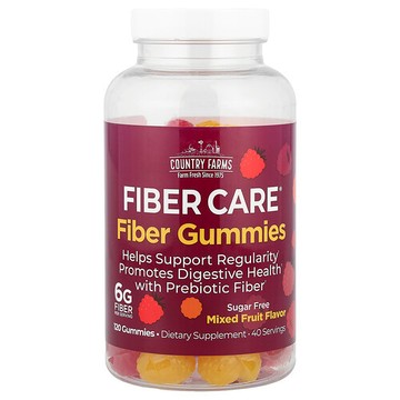 Country Farms, Fiber Care，益生元纖維軟糖，混合水果味，6 克，120 粒軟糖（每粒軟糖 2 克）