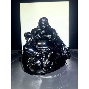 黑檀木雕彌勒佛像擺件坐佛實木笑佛雕刻工藝品家居飾品送禮品客廳