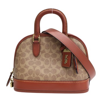 COACH 寇馳 棕色 Signature帆布 Revel 貝殼包 兩用包 【二手名牌BRAND OFF】