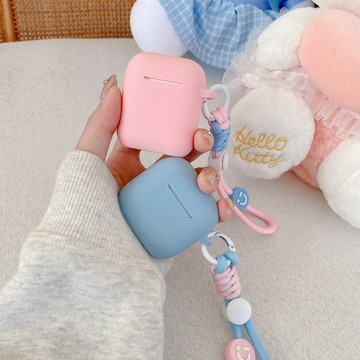 純色簡約帶掛繩 耳機保護套 保護殼 耳機套 適用AirPods4蘋果1/2/3代 AirPods Pro2代 耳機殼