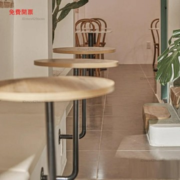 免運北歐ins實木創意小圓桌奶茶店休閑吧圓形桌子家用咖啡廳簡約茶桌X3