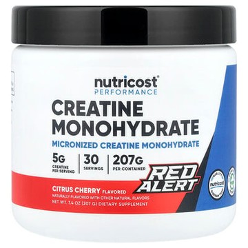 Nutricost, Performance, Creatine Monohydrate, Red Alert, Citrus Cherry, 7.4 oz (207 g)