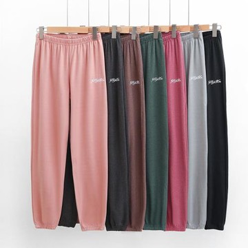 德絨休閑褲女秋冬新款保暖外穿褲子顯瘦百搭束腳運動加絨居家長褲