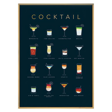 花式品飲雞尾酒海報  70 x 50cm  原木色