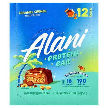 Alani Nu, 蛋白棒，焦糖脆，12 根，每根 1.69 盎司（48 克）