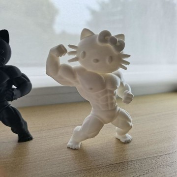 🚀台灣出貨🚀3d打印搞怪模型卡通動漫肌HelloKitty健美造型擺件黑白款