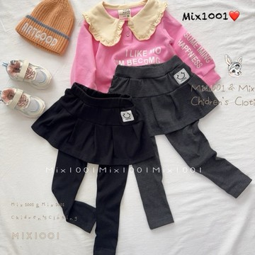 🌈✨mix1001 薄 微笑😊方塊小標籤內搭褲裙✨兒童笑臉標籤褲裙 5-17