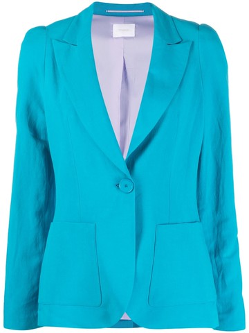 Merci - single-breasted blazer - women - Polyester/Viscose/Spandex/Elastane/Linen/Flax - 40 - Blue