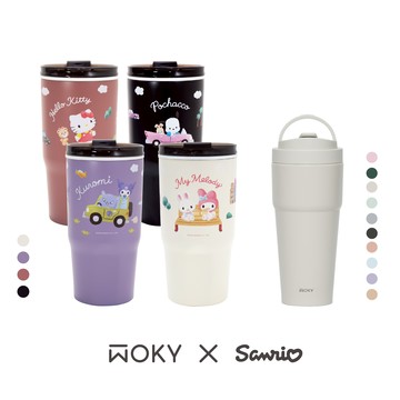 《減塑環保》WOKY X SANRIO｜AURA系列_真陶瓷激凍杯800ml + 渾圓杯-雙層陶瓷750ml