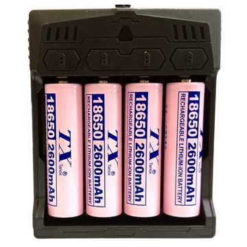 TX特林2600mAh18650鋰充電池4入附四槽USB充電器(LI2600-4+4USB)