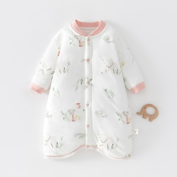 嬰兒睡袋春秋兒童冬季薄棉防踢被保暖睡衣寶寶夾棉連體衣純棉睡袍鑫弘-萌寶童裝可開發票