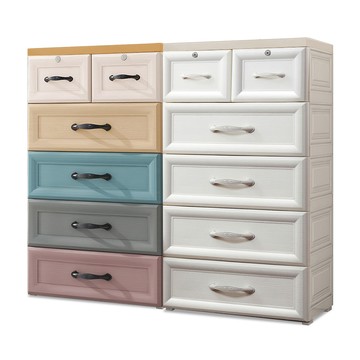 【Mr.box】58大面寬-繽紛色系5層抽屜式收納櫃-附輪附鎖(兩色)58面寬-莫蘭迪