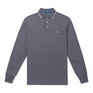 Polo Ralph Lauren RL 熱銷刺繡小馬透氣排汗長袖Polo衫-深灰色(PIMA棉)