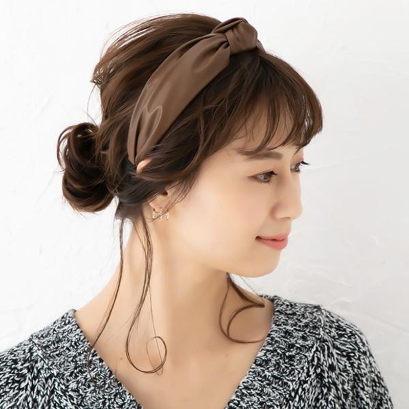 カチューシャ ヘアアクセサリー ヘアバンド レザー 合皮 リボン ワイド 幅広 痛くない ターバン風 シンプル 大人 LINEショッピング