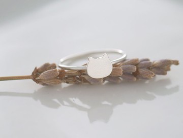 ni.kou 純銀 小貓 動物 單戒 女戒 尾戒