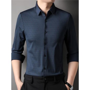 2025春季高級感長袖襯衣男士無痕薄款襯衫商務休閑男裝寸衣打底衫