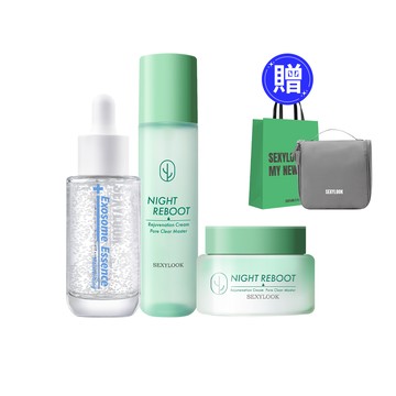 情人節送禮🧡【SEXYLOOK 西西露】最夯外泌體x仙人掌4件組(仙人掌夜光霜+夜光水+外泌體晶球精華2選1+盥洗包+品牌提袋