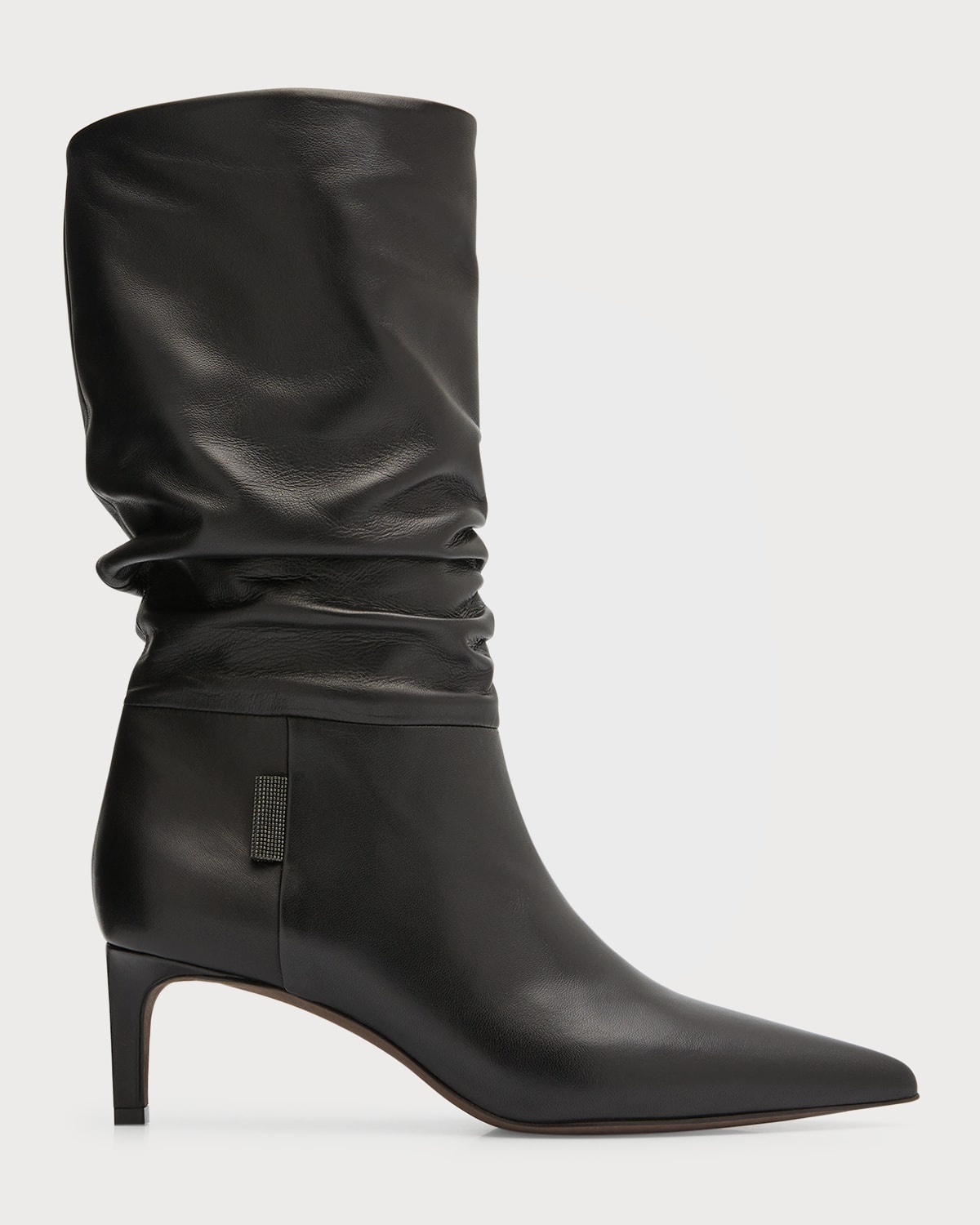 Slouchy Leather Mid Boots