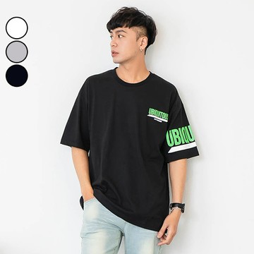 情侶短T恤 MIT簡約UBIQUITOUS印花休閒五分袖短袖上衣(3色)  現+預【NW621081】