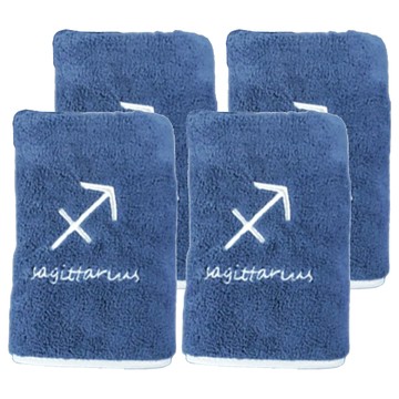 星座珊瑚絨浴巾 射手座 藍色 -親膚吸水柔軟  4條