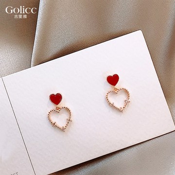 Gulicc 耳環 小紅愛心耳環