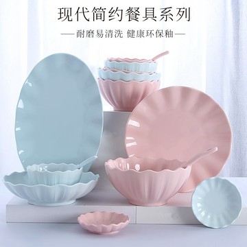 家用吃飯碗盤子組合景德鎮陶瓷大號面湯碗菜盤子日式創意簡約餐具