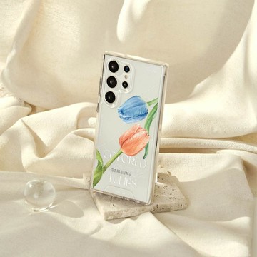 浪花花藝純粹鬱金香防摔透明SAMSUNG手機殼