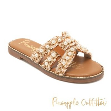 Pineapple-Outfitter-夏日風情珍珠布面平底拖鞋REMI-棕色