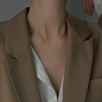 S925銀微笑項鏈女輕奢鎖骨鏈ins小眾設計感2021年新款潮秋冬頸鏈