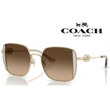 COACH 亞洲版 時尚太陽眼鏡 精緻方框設計 適合小臉 HC7177B 900574 淡金框漸層茶鏡片 公司貨