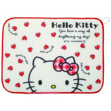 asdfkitty*KITTY大臉紅愛心速乾吸水桌墊/餐具吸水墊-日本正版商品