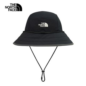 【The North Face 官方旗艦】北面女款黑色DWR防潑水品牌LOGO漁夫帽｜8EPSKT0 排汗衫