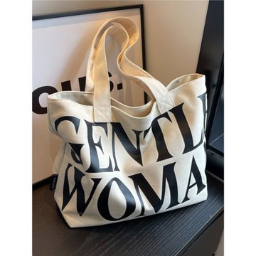 字母帆布托特包包女休閑百搭大容量手提袋ins日系學生通勤單肩包