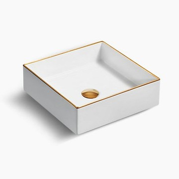 Mica 方型台上式浴室藝術面盆 (金色)