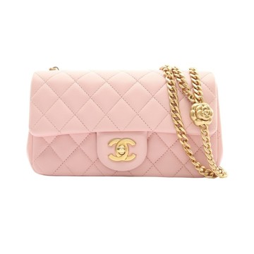 CHANEL 香奈兒 Sweet Camellia Flap 肩背包 粉色 菱格紋 羊皮 AS4041 【二手名牌BRAND OFF】