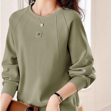 【LANNI 藍尼】現+預 壓紋合身素色大學T(學院風/素T/長袖上衣)