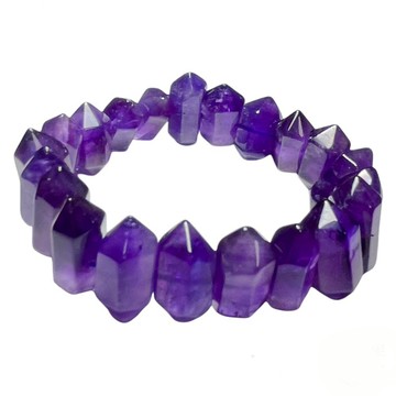 A1寶石 稀有紫水晶雙尖手鍊 附白水晶碎石 A-06 45g  10mm  紫色