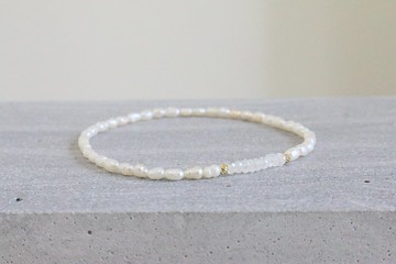 手環 珍珠 月光石 水晶 - 落葉 -