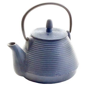 ibili Java 鑄鐵濾茶壺 附不鏽鋼濾網  橫紋藍  1L  1個