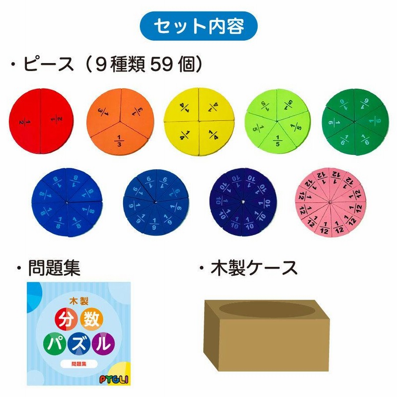 知育玩具　まとめ売り　カルタ　ピタゴラス　分数　小数　パズル ピグマリオン 知育玩具 木製分数パズル (問題集付き) 小学生