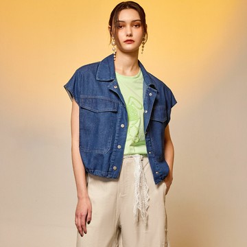 純棉水洗牛仔蝙蝠袖造型上衣_藍色【MON'S 流行服飾】