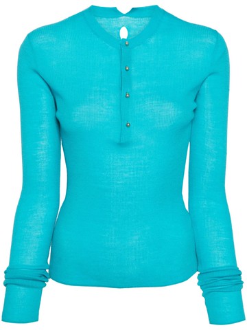 JNBY - cut-out knitted top - women - Wool - M - Blue