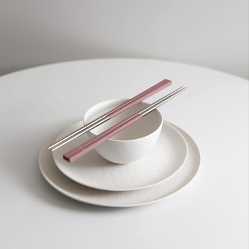 【限定色 】台灣製不鏽鋼筷一雙入 豆沙紅 長款24cm