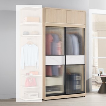 MUNA家居  艾維斯4尺被櫥式鋁框推門衣櫥/6種組合款式  122.5X60X236cm