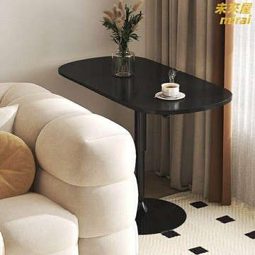 【升降旋轉】巖板邊幾 茶几 小桌子 邊桌 床頭桌 寫字桌 可移動滾輪 客廳臥室兩用 輕奢簡約設計