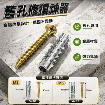 台灣出貨✨ 鐵製膨脹螺絲 鋸齒水泥牆壁虎釘 金屬膨脹管 M6 M8 硬質固定螺釘 工廠直銷款