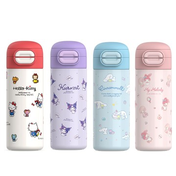 【優貝選】三麗鷗明星 歡樂小清新系列 316不鏽鋼 直飲/吸管 一蓋兩用 便攜式水壺530ML